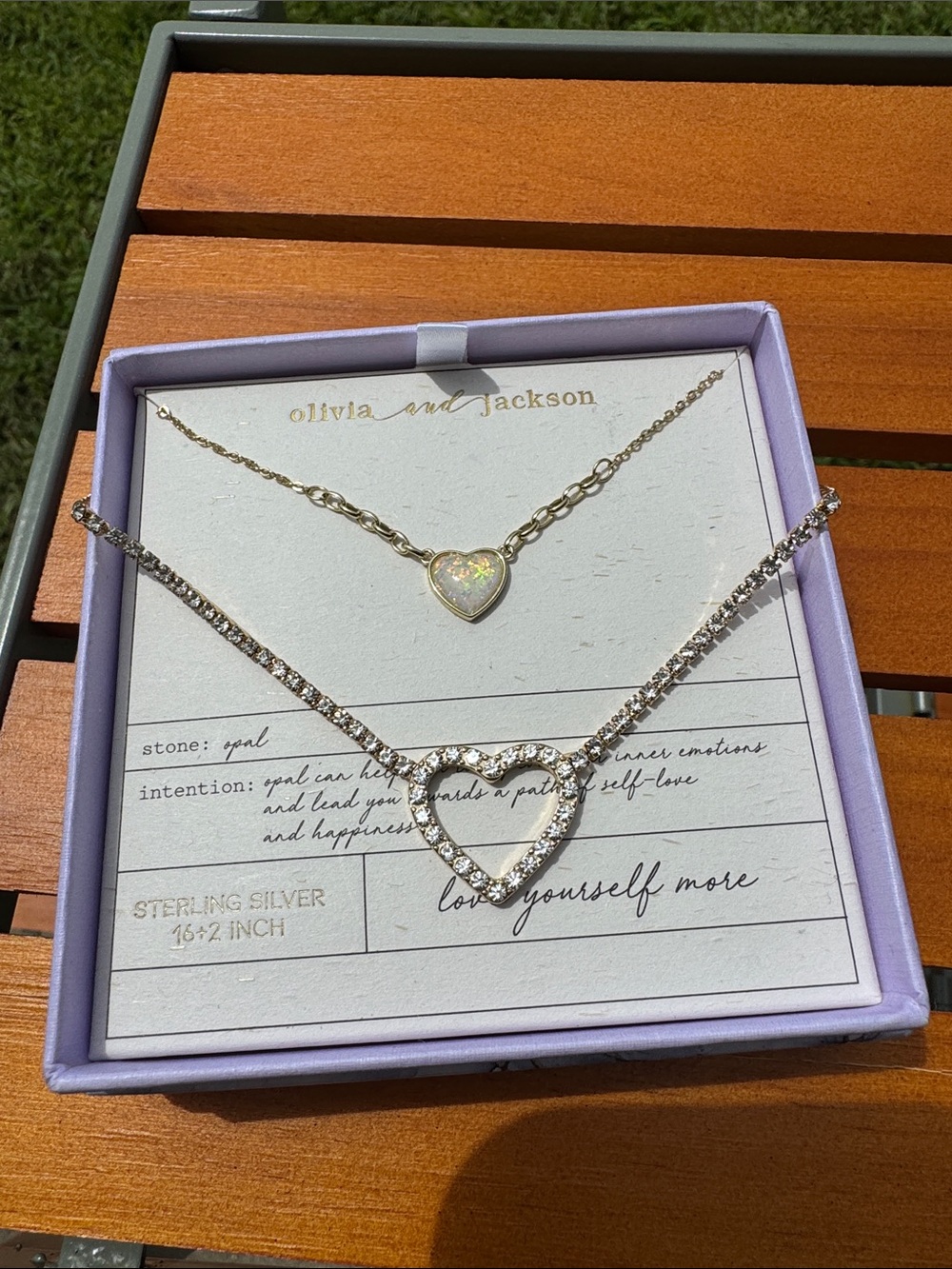 Gold Heart Opal Necklace Set